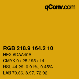 カラーコード: RGB 218.9 164.2 10 | qconv.com