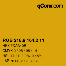 カラーコード: RGB 218.9 164.2 11 | qconv.com