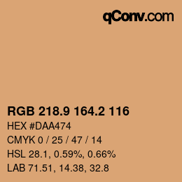Color code: RGB 218.9 164.2 116 | qconv.com