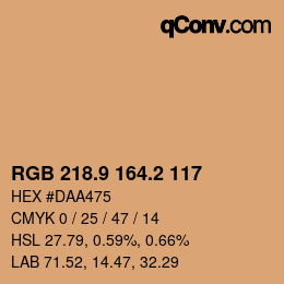 カラーコード: RGB 218.9 164.2 117 | qconv.com