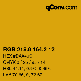 カラーコード: RGB 218.9 164.2 12 | qconv.com