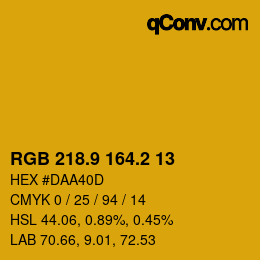 カラーコード: RGB 218.9 164.2 13 | qconv.com