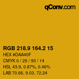 カラーコード: RGB 218.9 164.2 15 | qconv.com