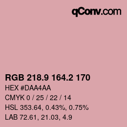 カラーコード: RGB 218.9 164.2 170 | qconv.com