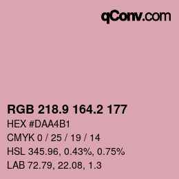 カラーコード: RGB 218.9 164.2 177 | qconv.com