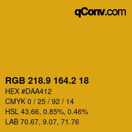カラーコード: RGB 218.9 164.2 18 | qconv.com