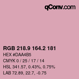 カラーコード: RGB 218.9 164.2 181 | qconv.com