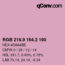 カラーコード: RGB 218.9 164.2 190 | qconv.com