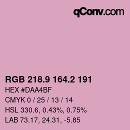カラーコード: RGB 218.9 164.2 191 | qconv.com