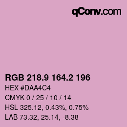 カラーコード: RGB 218.9 164.2 196 | qconv.com
