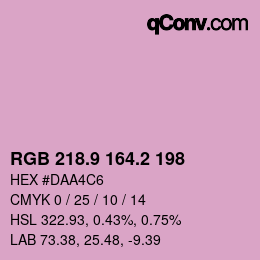 カラーコード: RGB 218.9 164.2 198 | qconv.com