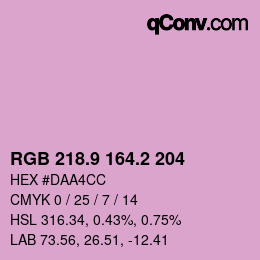 カラーコード: RGB 218.9 164.2 204 | qconv.com
