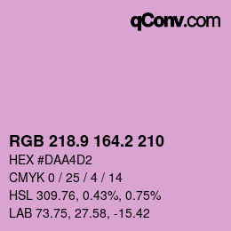 カラーコード: RGB 218.9 164.2 210 | qconv.com