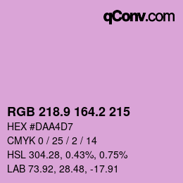 カラーコード: RGB 218.9 164.2 215 | qconv.com