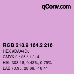 Color code: RGB 218.9 164.2 216 | qconv.com