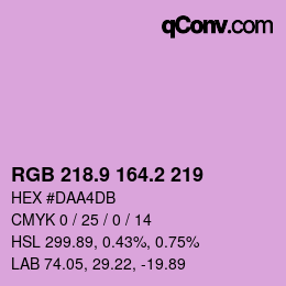 カラーコード: RGB 218.9 164.2 219 | qconv.com
