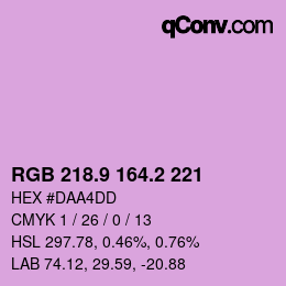 Color code: RGB 218.9 164.2 221 | qconv.com
