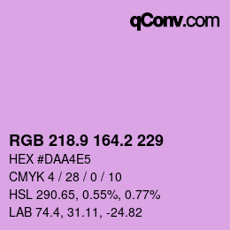 カラーコード: RGB 218.9 164.2 229 | qconv.com
