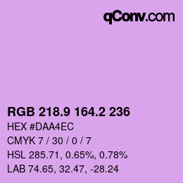 カラーコード: RGB 218.9 164.2 236 | qconv.com