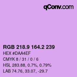 カラーコード: RGB 218.9 164.2 239 | qconv.com