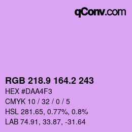 カラーコード: RGB 218.9 164.2 243 | qconv.com