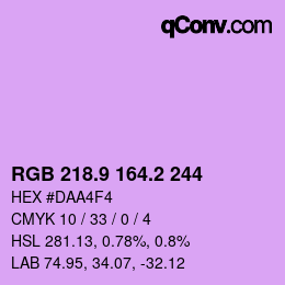 カラーコード: RGB 218.9 164.2 244 | qconv.com