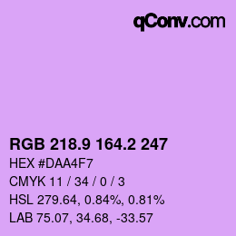 カラーコード: RGB 218.9 164.2 247 | qconv.com