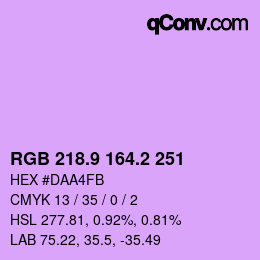 カラーコード: RGB 218.9 164.2 251 | qconv.com