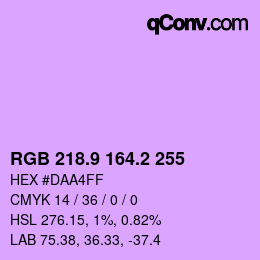 カラーコード: RGB 218.9 164.2 255 | qconv.com
