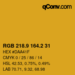 カラーコード: RGB 218.9 164.2 31 | qconv.com