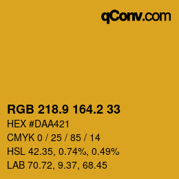 カラーコード: RGB 218.9 164.2 33 | qconv.com