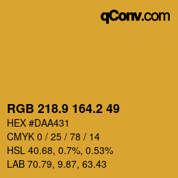 カラーコード: RGB 218.9 164.2 49 | qconv.com