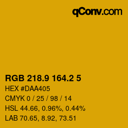 カラーコード: RGB 218.9 164.2 5 | qconv.com