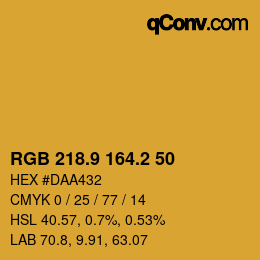 カラーコード: RGB 218.9 164.2 50 | qconv.com