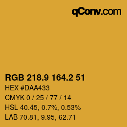 カラーコード: RGB 218.9 164.2 51 | qconv.com