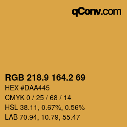 カラーコード: RGB 218.9 164.2 69 | qconv.com