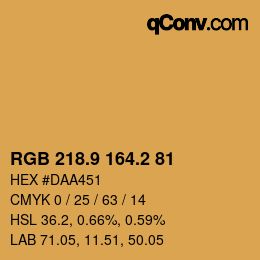 Color code: RGB 218.9 164.2 81 | qconv.com
