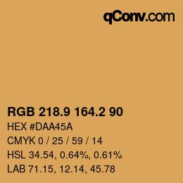 カラーコード: RGB 218.9 164.2 90 | qconv.com