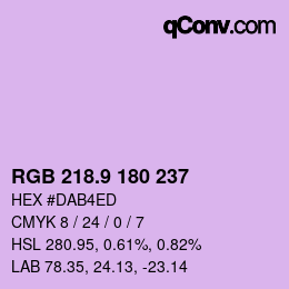 カラーコード: RGB 218.9 180 237 | qconv.com