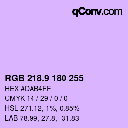 カラーコード: RGB 218.9 180 255 | qconv.com