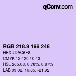 カラーコード: RGB 218.9 198 248 | qconv.com