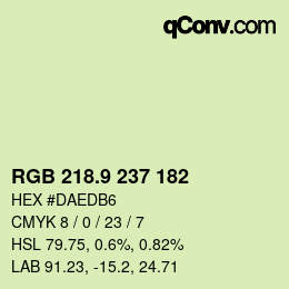 カラーコード: RGB 218.9 237 182 | qconv.com