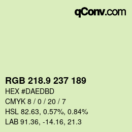 カラーコード: RGB 218.9 237 189 | qconv.com