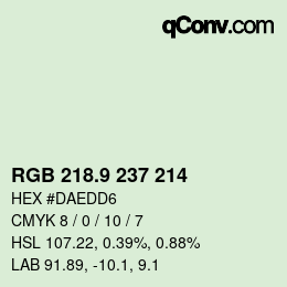 カラーコード: RGB 218.9 237 214 | qconv.com
