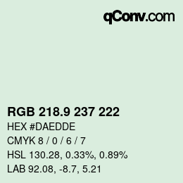 カラーコード: RGB 218.9 237 222 | qconv.com