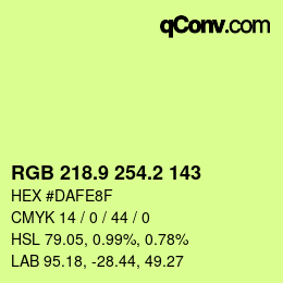 カラーコード: RGB 218.9 254.2 143 | qconv.com