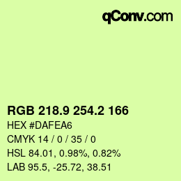 カラーコード: RGB 218.9 254.2 166 | qconv.com