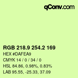 カラーコード: RGB 218.9 254.2 169 | qconv.com