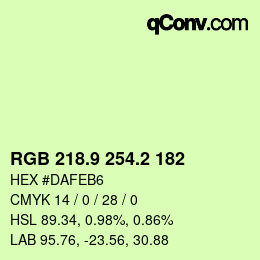カラーコード: RGB 218.9 254.2 182 | qconv.com