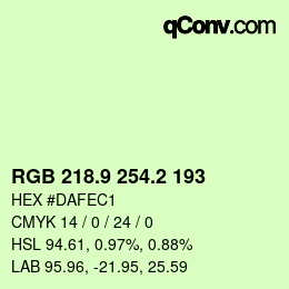 カラーコード: RGB 218.9 254.2 193 | qconv.com
